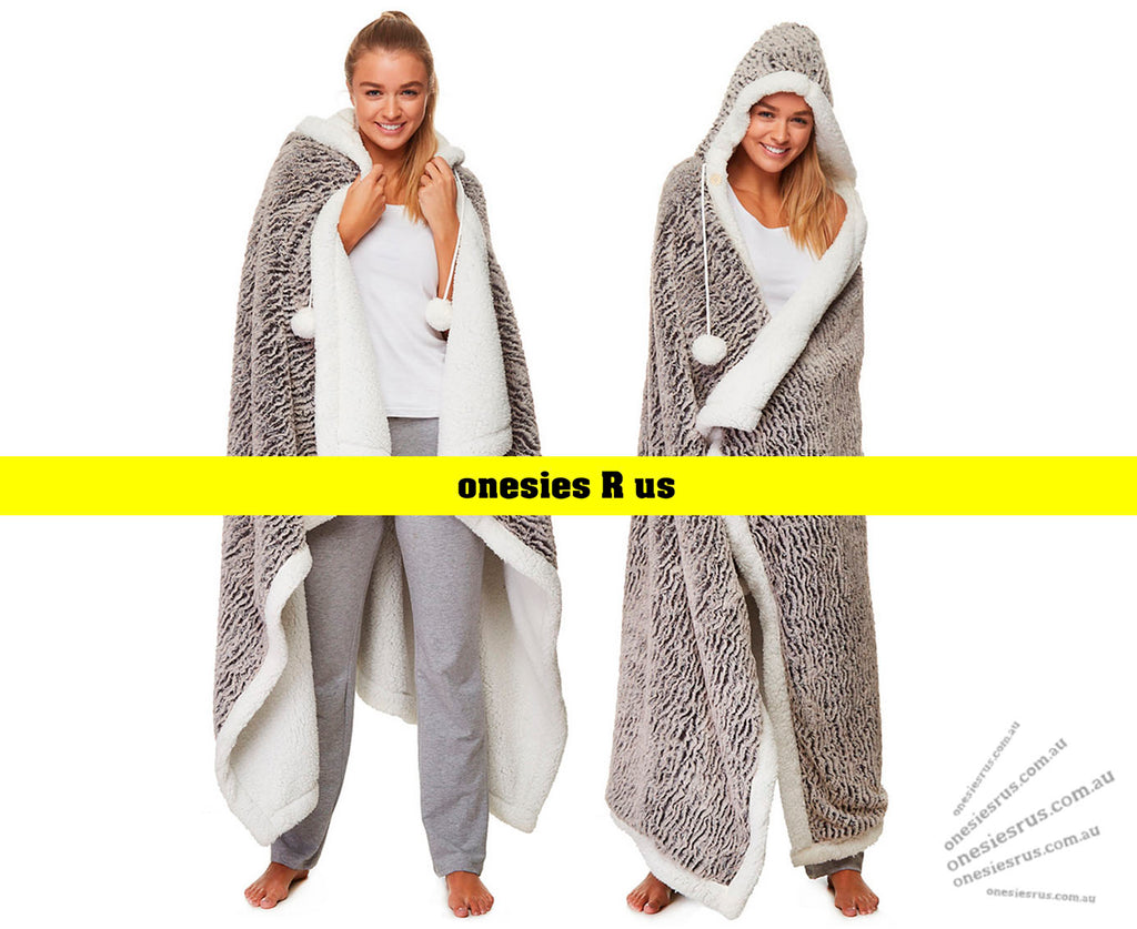 HOODED Wrap-Around Blanket (Tawny Grey)